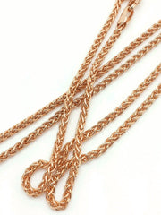 14K Rose Gold Solid Wheat 1mm Chain