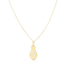 14K Yellow Gold Cut Out Pineapple Pendant Necklace