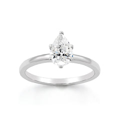 1.0 CTW Moissanite Pear Cut Engagement Ring in 925 Sterling Silver