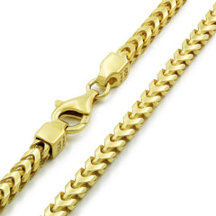 925 Sterling Silver 4mm Solid Franco Gold Plated Chain