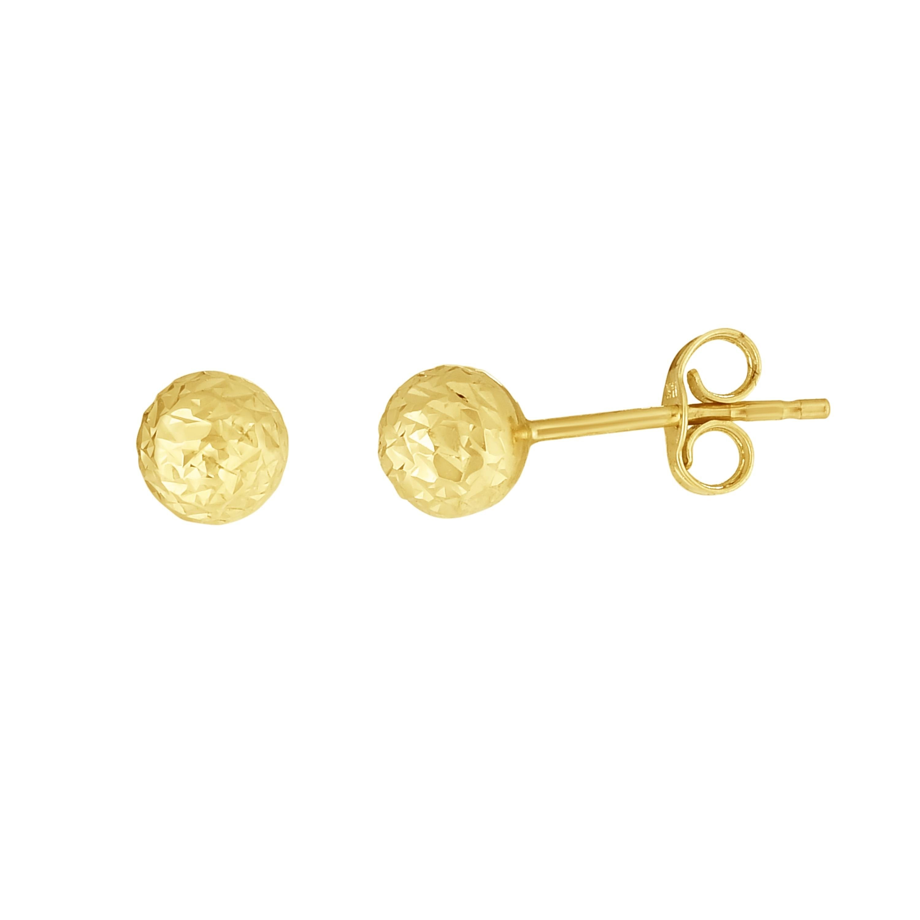 5.0mm Diamond-Cut Ball Stud Earrings in 14K Gold