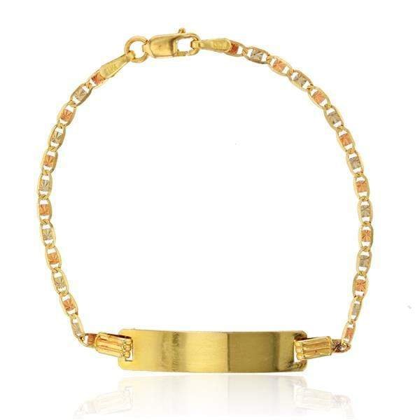 14k Gold Tri-Color Valentino ID Childrens Bracelet