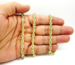 14K Yellow Gold 5mm Solid Rope Diamond Cut Chain