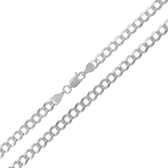 14K White Gold 5mm Solid Cuban Curb Link Chain