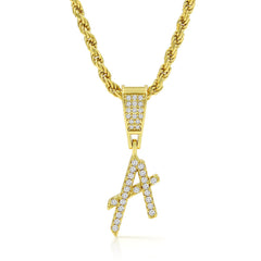 Stainless Steel Gold Plated Unisex Hip Hop Initial Pendant Necklace
