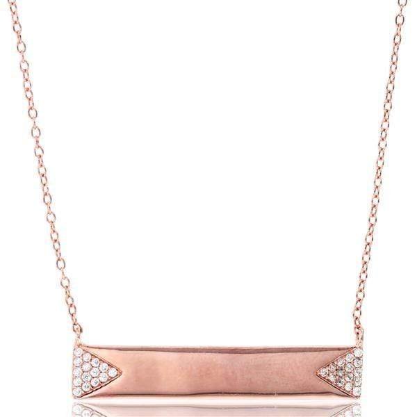 925 Sterling Silver Micro Pave Engraveable Bar Necklace