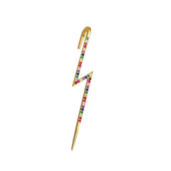 Gold Plated Lightning Bolt Cubic Zirconia CZ Micro Pave Ear Cuff Bar Earring