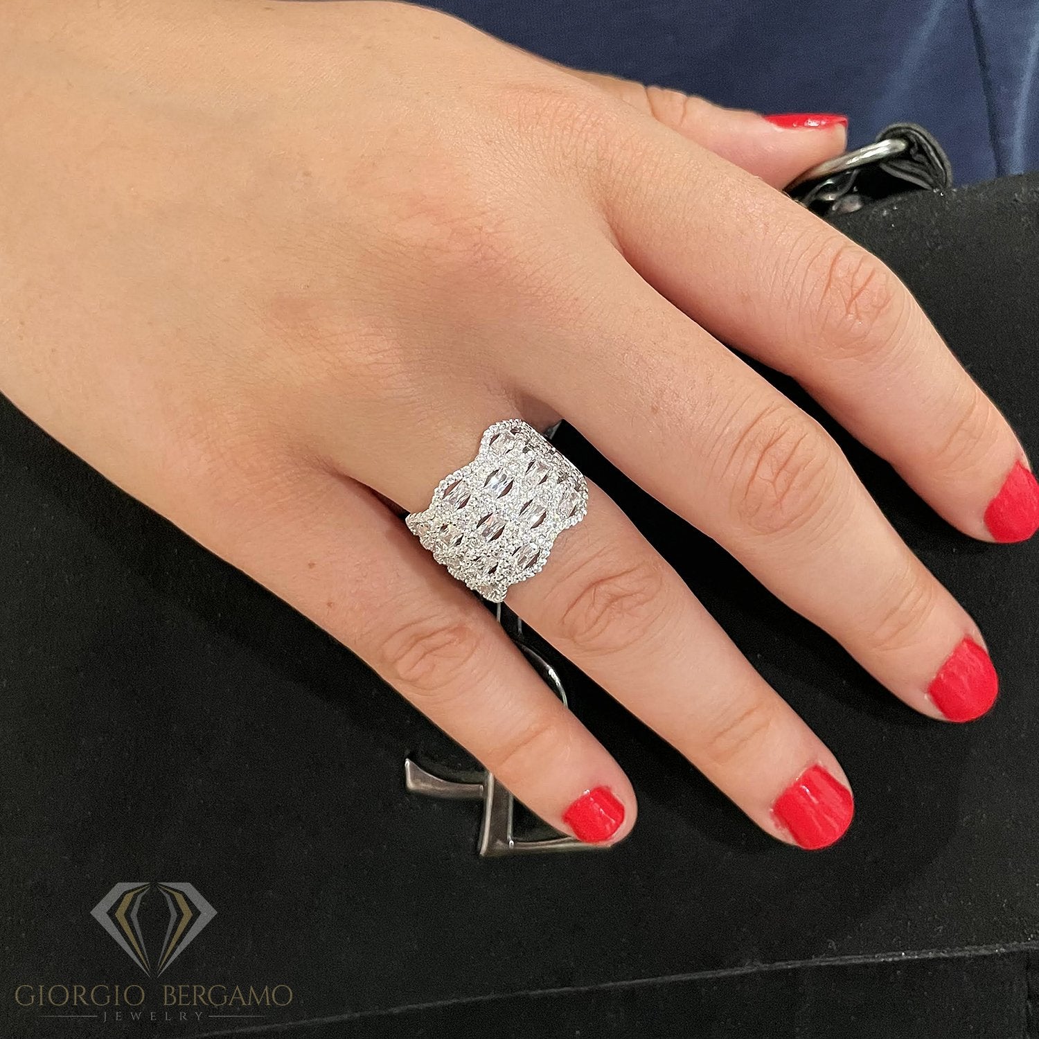 Rose Gold CZ Statement Ring/ Silver Cocktail Ring – AryaFashions