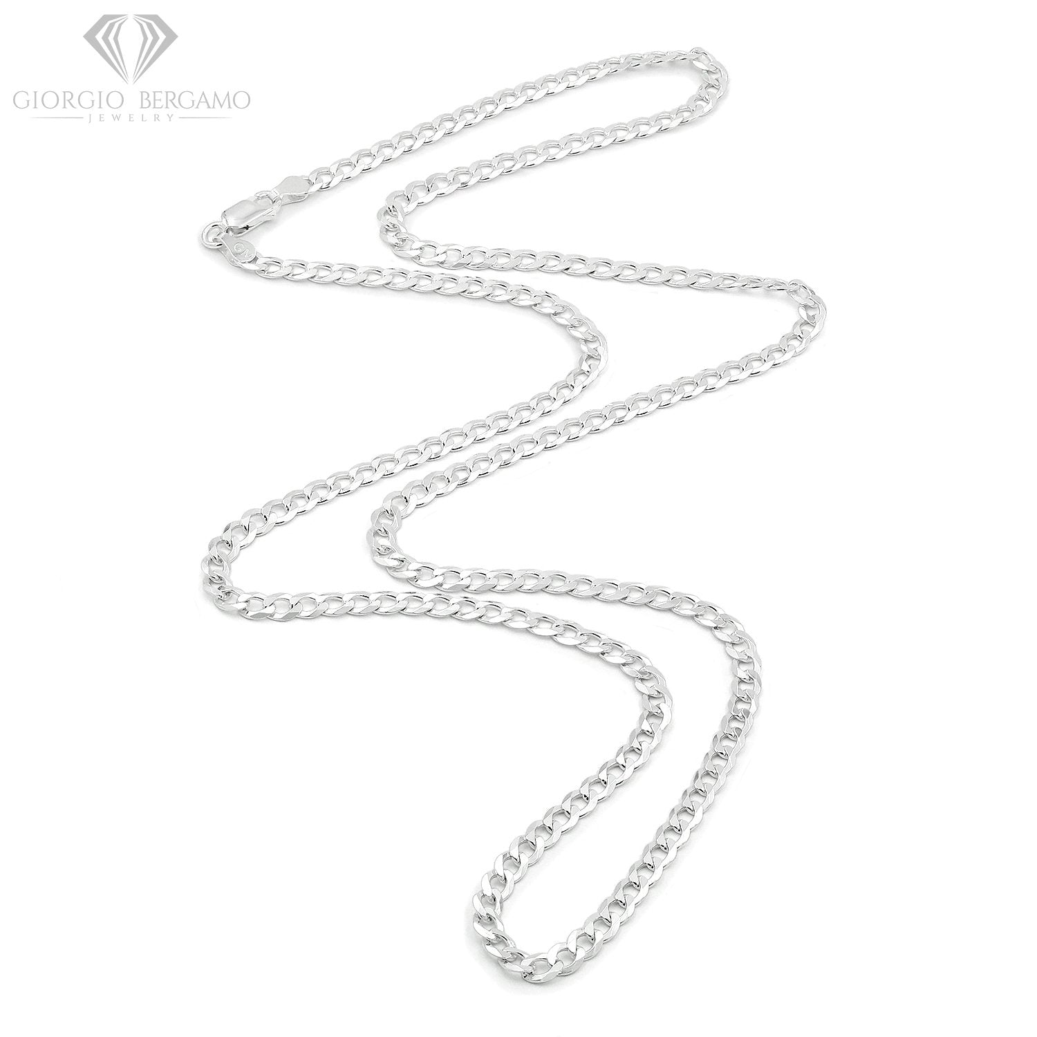 925 Sterling Silver Solid Cuban 4mm ITProLux Curb Link Chain