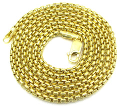14K Yellow Gold 1.5mm Round Box Hollow Link Chain