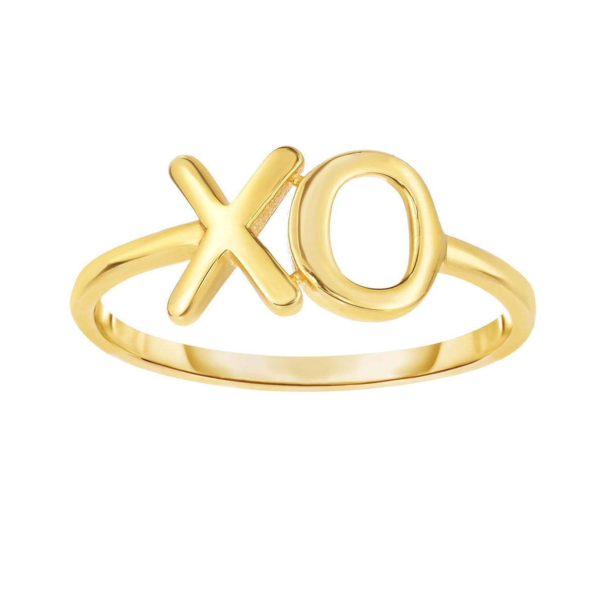 14K Yellow Gold High Polish "XO" Minimalist Ring