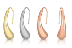 14K Gold High Polish Teardrop Waterdrop Eurowire Threader Earrings
