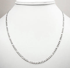 14K White Gold 3mm Solid Figaro Link Chain