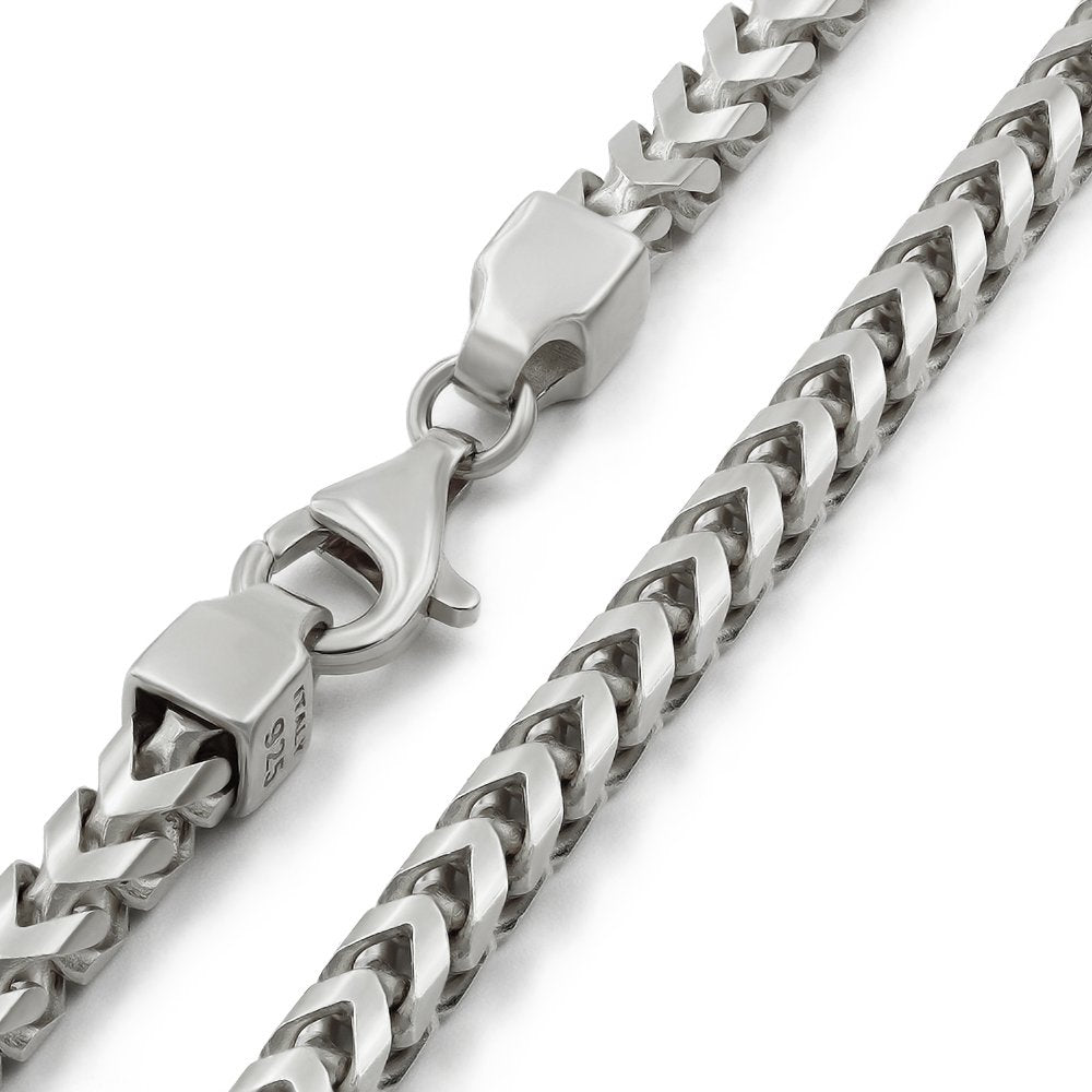 925 Sterling Silver 5mm Solid Franco Rhodium Chain