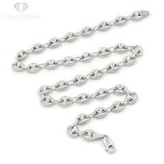 925 Sterling Silver 8mm Puff Mariner Hollow Rhodium Plated Chain