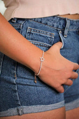 925 Sterling Silver Rose Gold Star Adjustabe Pull Bracelet