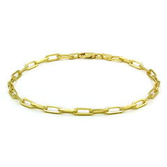 925 Sterling Silver 3mm Paper Clip Yellow Gold Plated Bracelet/Anklet