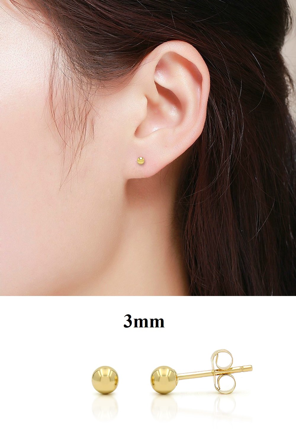 Cubic Zirconia Earrings | 3mm Round Pink | 22k Gold Plated Stainless Steel  Posts | Earrs International