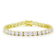 925 Sterling Silver 6mm Round Cut Tennis Bracelet, Yellow Gold Plated