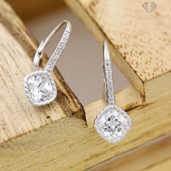 925 Sterling Silver Braided Diamond Lever Back Drop Earring