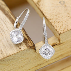 925 Sterling Silver Braided Diamond Lever Back Drop Earring
