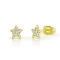 925 Sterling Silver Gold Plated Minimalist CZ Star Stud Earring