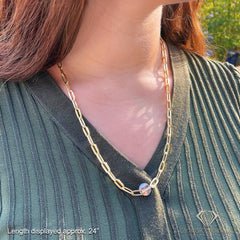 925 Sterling Silver 5.5mm Paper Clip Yellow Gold Plated Chain