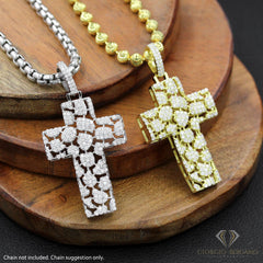 925 Sterling Silver Micro Pave Nugget Cross Pendant Only