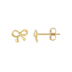 14K Yellow Gold Polished Bow Stud Earrings