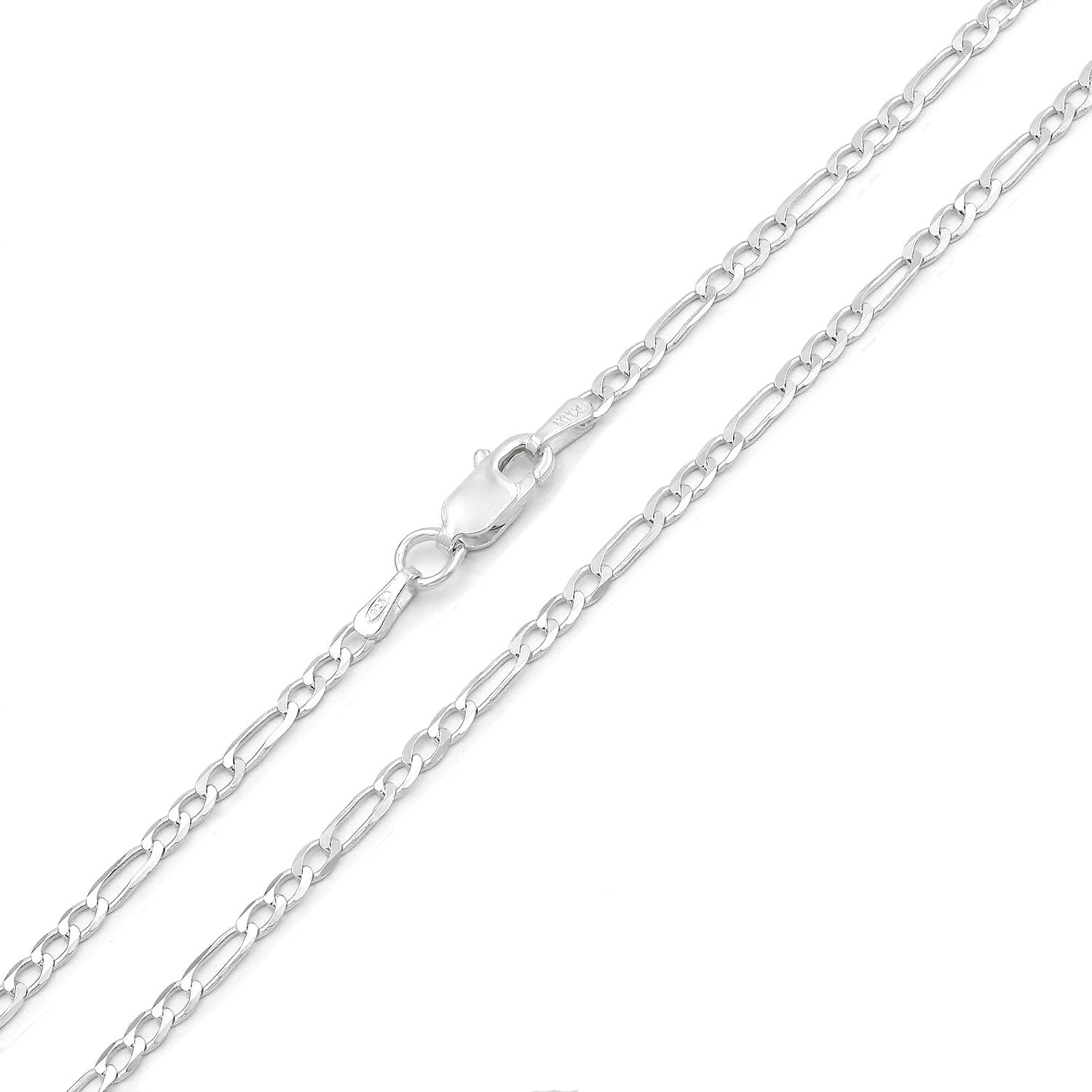 925 Sterling Silver Solid Figaro 2.5mm ITProLux Link Chain