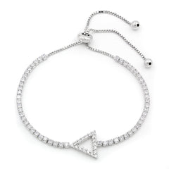 925 Sterling Silver Micro Pave Arrow Adjustabe Pull Bracelet