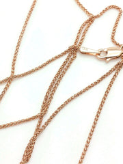 14K Rose Gold Solid Round Wheat 1mm Diamond Cut Chain