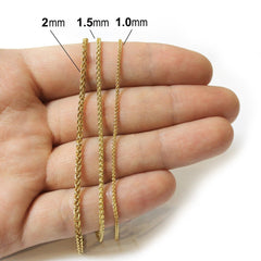 14K Yellow Gold Solid Wheat 1mm Chain