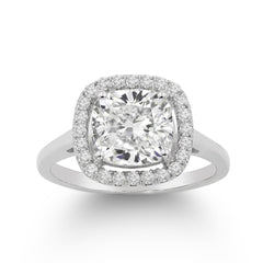3.50 CTTW Moissanite Cushion Cut Halo Engagement Ring in 925 Sterling Silver