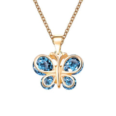 Gold Plated Crystal Butterfly Childrens Pendant Necklace