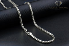 925 Sterling Silver 3mm Solid Franco Rhodium Chain