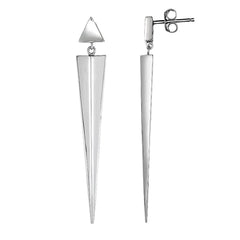925 Sterling Silver Polished Long Spike Drop Earrings