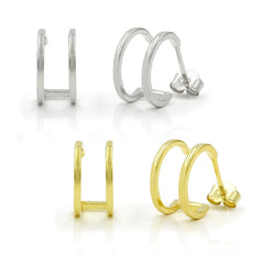 925 Sterling Silver Gold Plated Polished Double Hoop Earring