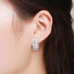 925 Sterling Silver Micro Pave Double Hoop Earrings