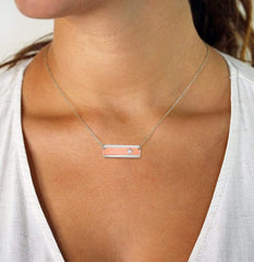 925 Sterling Silver Rose Gold Star Bar Necklace