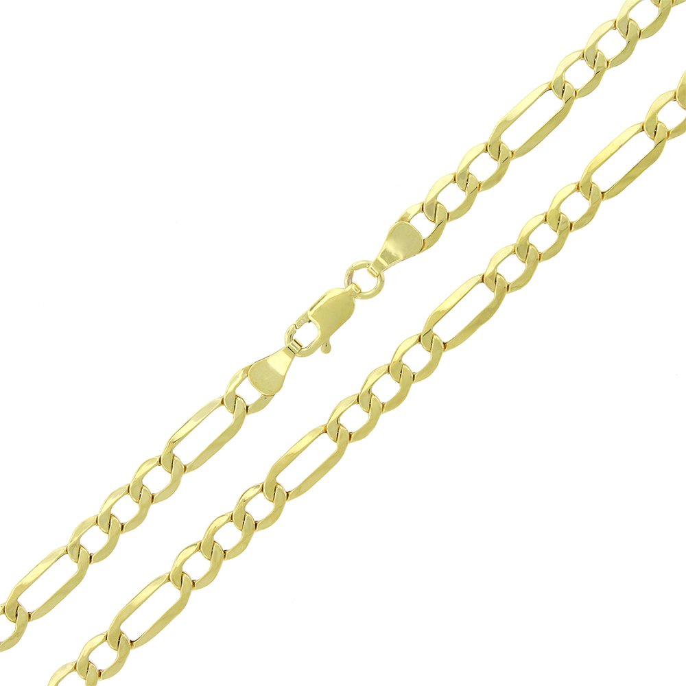 14K Yellow Gold 4.5mm Hollow Figaro Link Chain