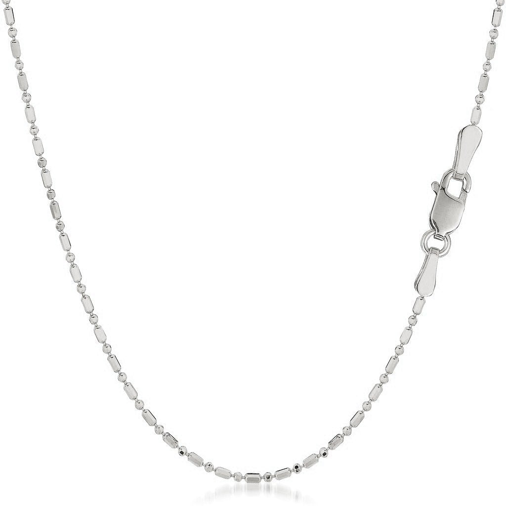 14K White Gold 1.2mm Bar and Ball Bead Chain