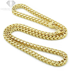 925 Sterling Silver 5.5mm Solid Franco Gold Plated Chain