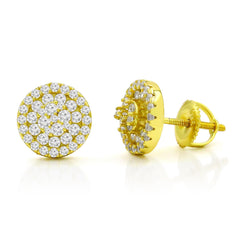 925 Sterling Silver Micro Pave Unisex Round Cluster 3D Screw Back Stud Earrings