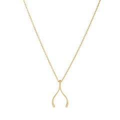 14K Yellow Gold Wish Bone Minimalist Pendant Necklace