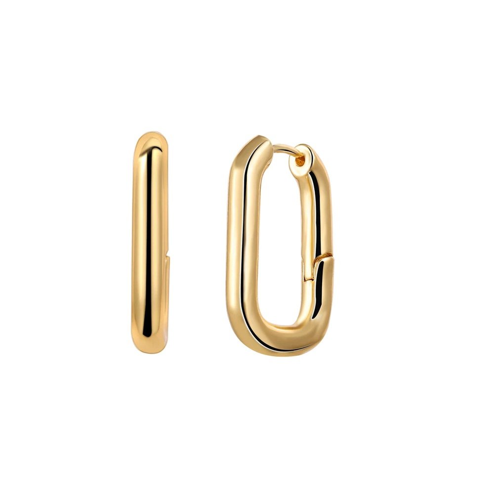 Gold Plated Trendy Rectangular Hoop Earrings