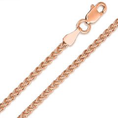 14K Rose Gold Solid Wheat 1mm Chain