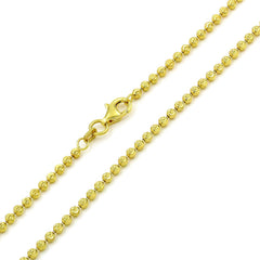 14K Gold Plated Vermeil 5mm Moon Cut Bead Chain Necklace – Sterling Silver Base – 20-30 Inch – Pori Jewelers