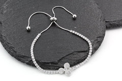 925 Sterling Silver Micro Pave Lucky Charm Adjustabe Pull Bracelet