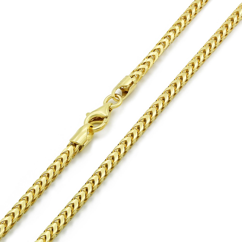 925 Sterling Silver 2.5mm Solid Franco Gold Plated Chain